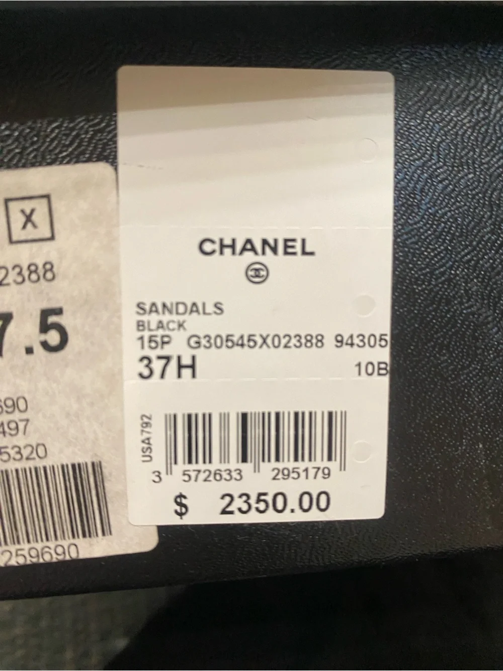 CHANEL G30545 Black Leather Pearl Camellia Sandals Size 37.5 / US 7.5 w/ Box